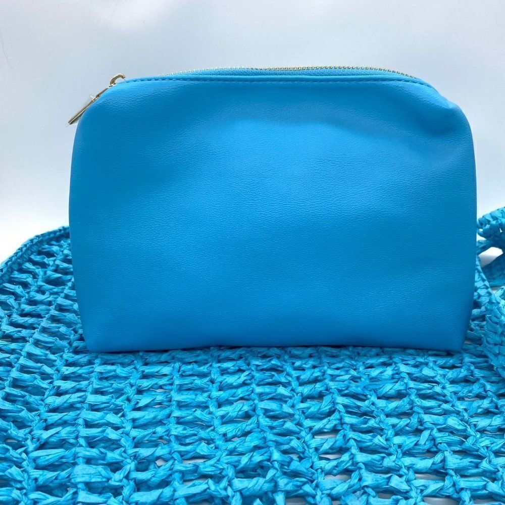 Aqua Crochet Tote Bag With Matching Pouch in Blue New - Picture 10 of 12